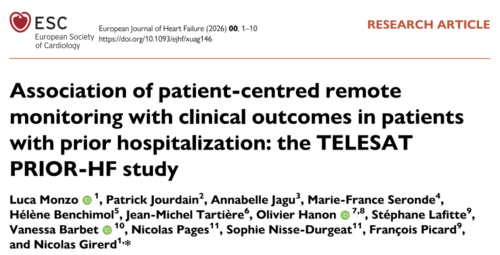 Publication TELESAT PRIOR-HF dans l’European Journal of Heart Failure